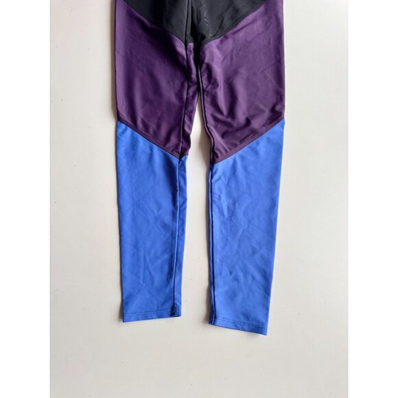 ONZIE High Rise Track Black Purple Blue Colorblock Ankle Leggings, Size S/M - Picture 8 of 15